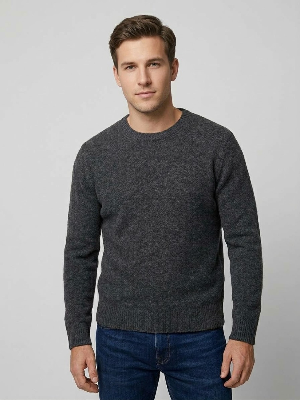 ZARA Men 100% Wool Crewneck Sweater Long Sleeve Knit Pullover Officewear